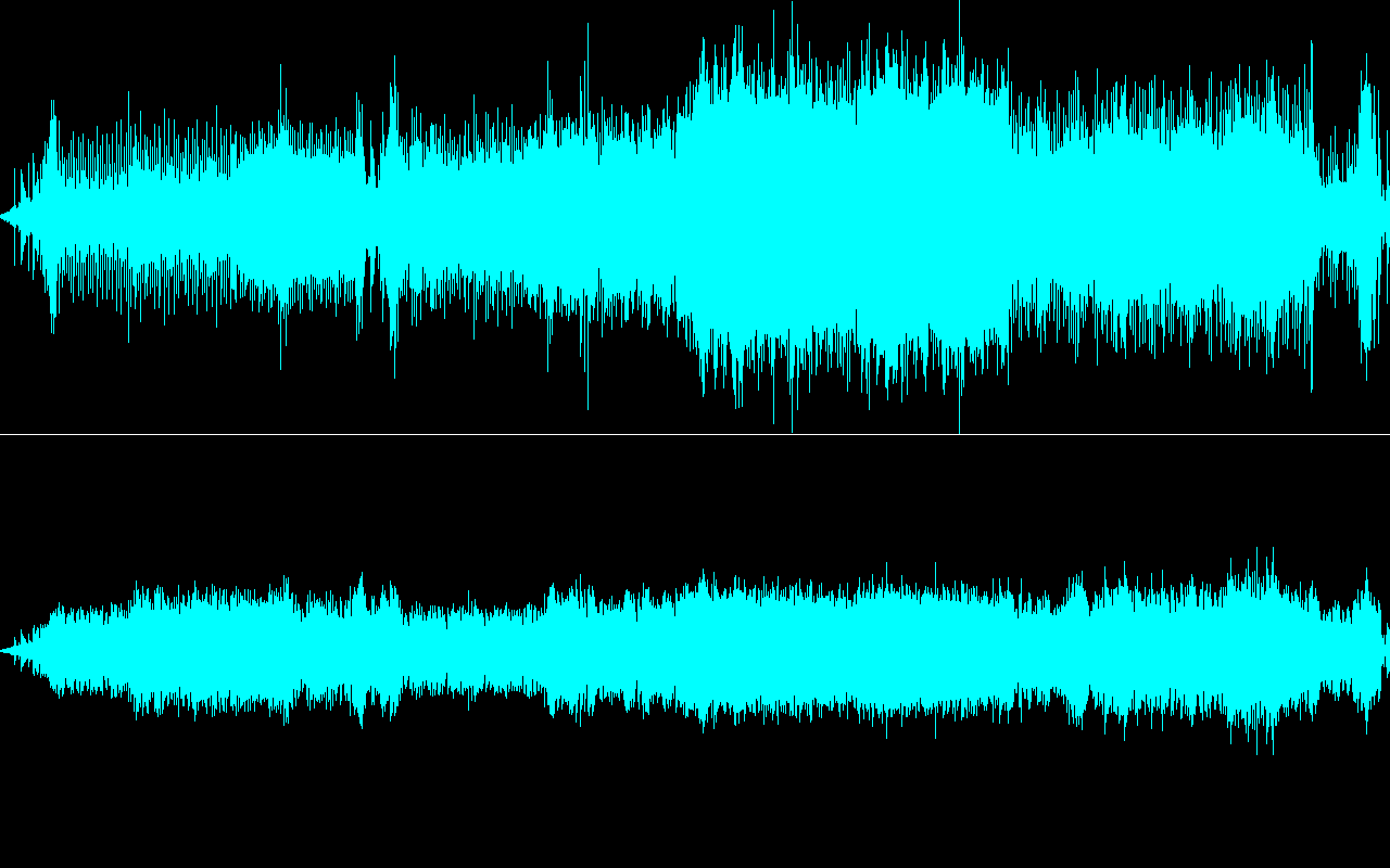 Stereo waveform of the Sound Canvas VA rendering of Shuusou Gyoku's Extra Stage theme (シルクロードアリス), highlighting the excessive left-panning