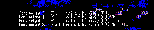 Cutscene font weights in TH05, rendered at a hypothetical unaligned X position