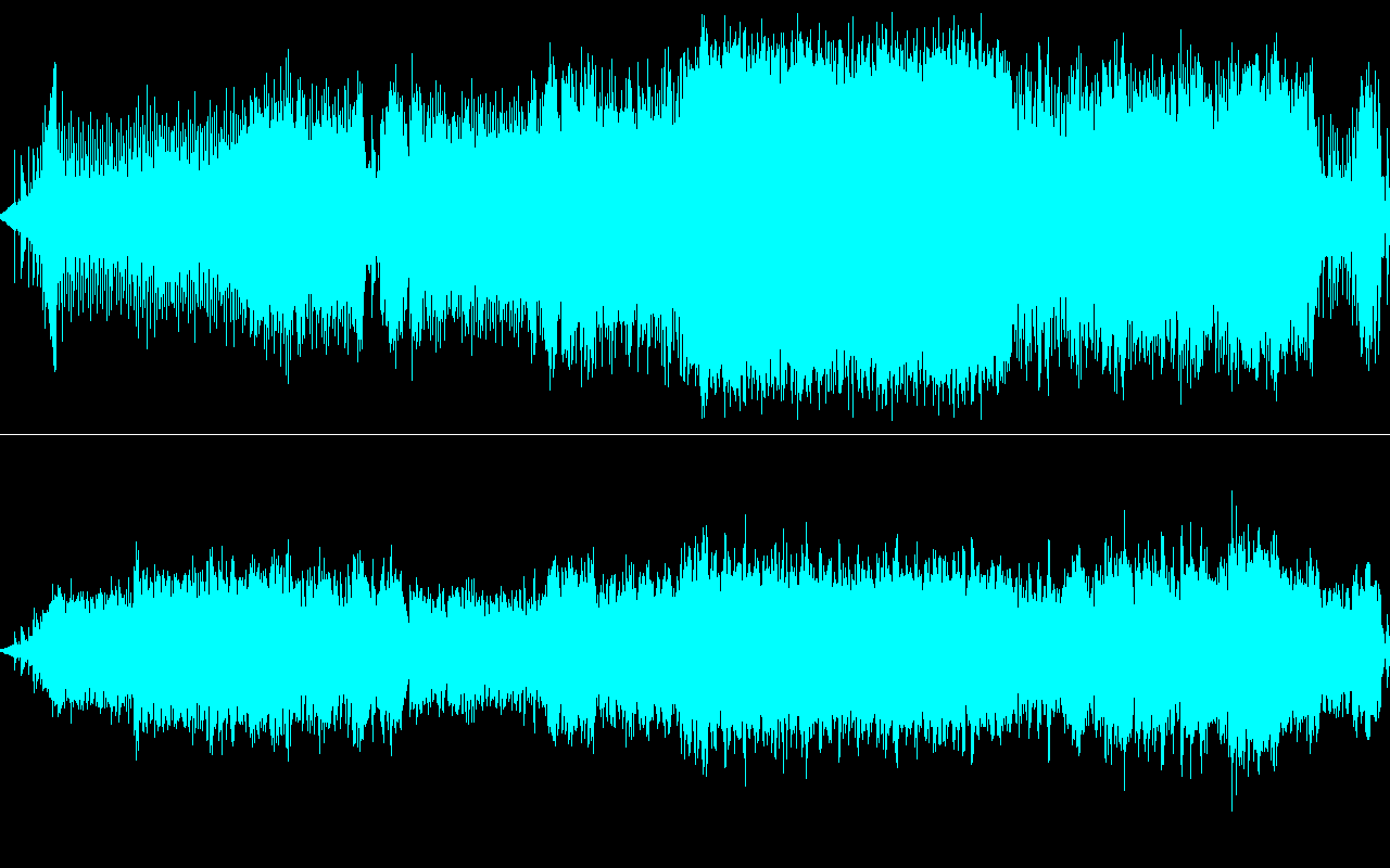 Stereo waveform of Romantique Tp's recording of Shuusou Gyoku's Extra Stage theme (シルクロードアリス), highlighting the excessive left-panning